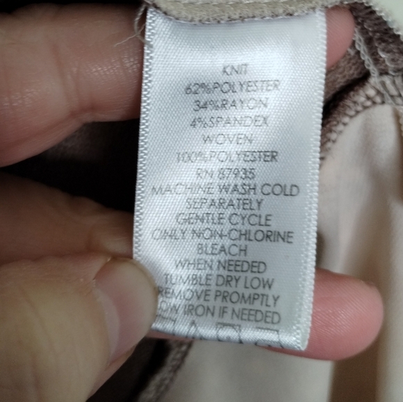 LOGO Lounge Swiss Dot Sheer Trim Tan Open Front Cardigan Women's Size Large - Picture 5 of 5